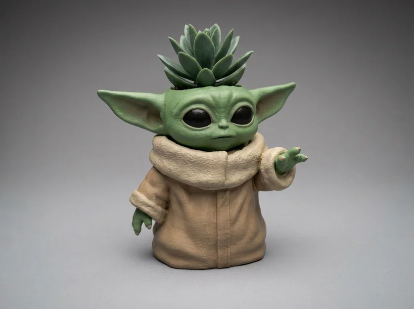 Chậu cây Baby Yoda/Grogu dáng đứng – bình trang trí kiểu Standing Grogu - Image 1