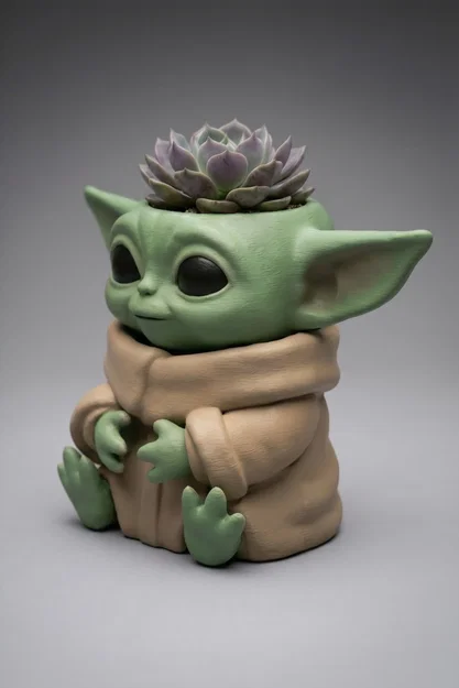 Chậu cây Baby Yoda lấy cảm hứng – Grogu dáng ngồi (planter pot trang trí) - Image 1