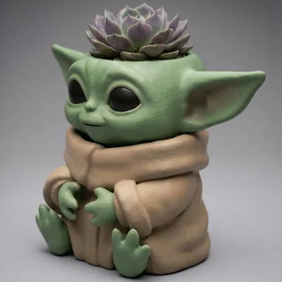 Chậu cây Baby Yoda lấy cảm hứng – Grogu dáng ngồi (planter pot trang trí)