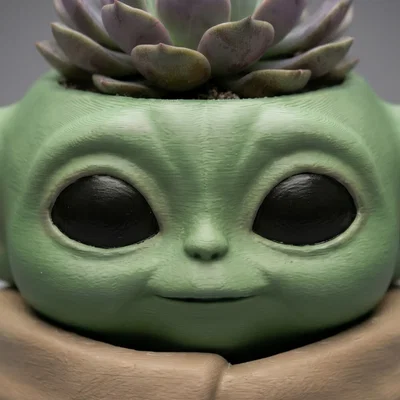 Chậu cây Baby Yoda lấy cảm hứng – Grogu dáng ngồi (planter pot trang trí)