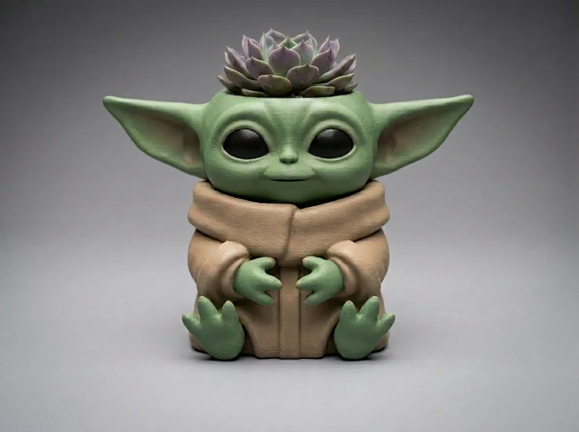 Chậu cây Baby Yoda lấy cảm hứng – Grogu dáng ngồi (planter pot trang trí) - Image 3