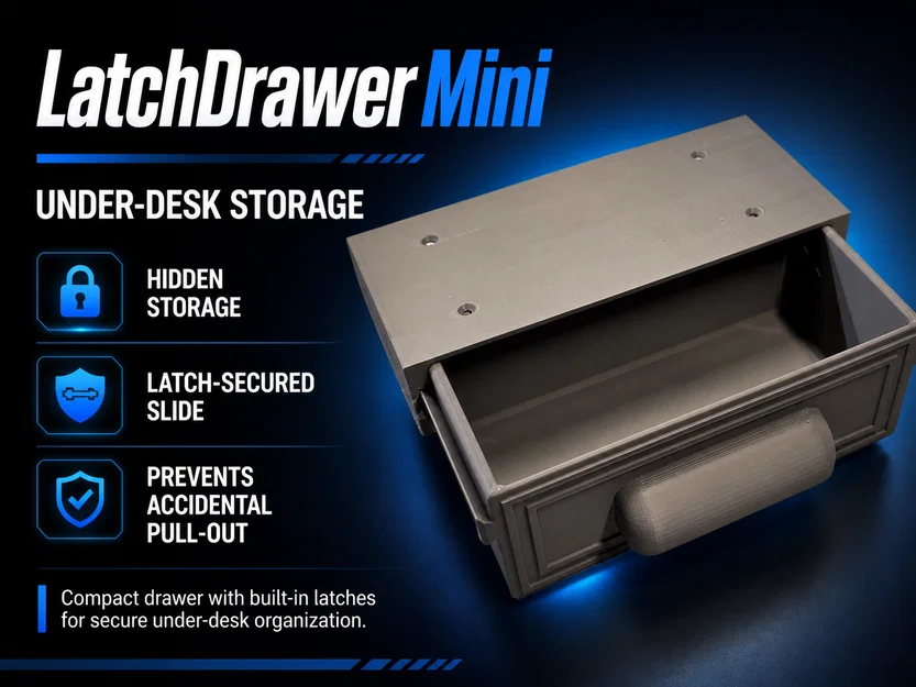 LatchDrawer Mini – Ngăn kéo lưu trữ gọn dưới bàn có chốt gài - Image 1