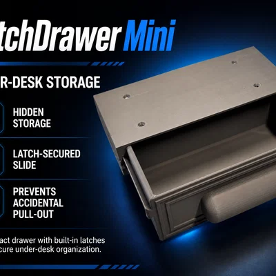 LatchDrawer Mini – Ngăn kéo lưu trữ gọn dưới bàn có chốt gài