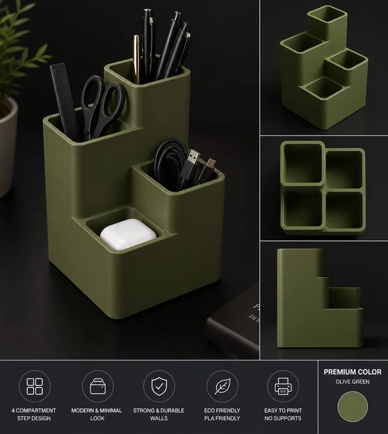 Organizer để bàn dạng module – Kệ lưu trữ 4 ngăn (STL) - Image 1