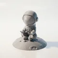 Tượng Baby Astronaut Dễ Thương Ngồi Thiền - Mẫu 3D In Được - Thumbnail 1