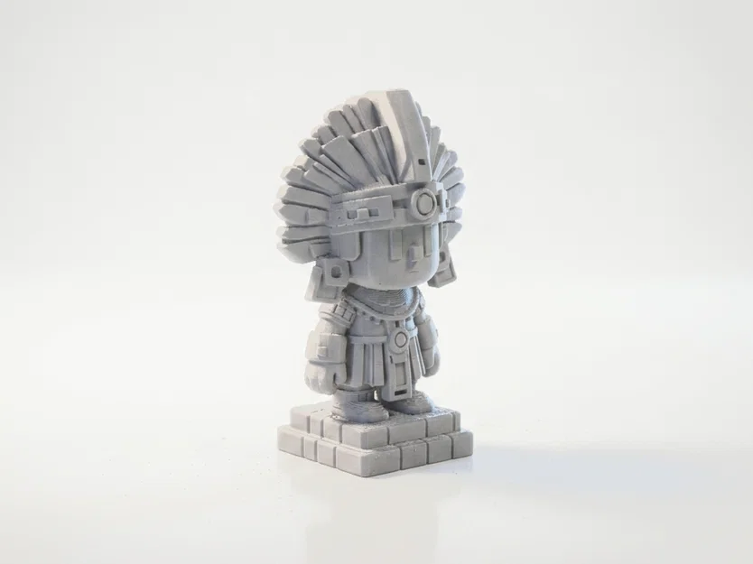 Tượng Chiến Binh Aztec Chibi Dễ Thương – Mô Hình Collectible 3D Printable - Image 1