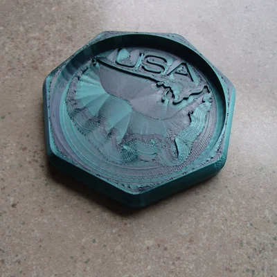 Miếng lót ly in 3D họa tiết bản đồ nước Mỹ (USA Coaster)