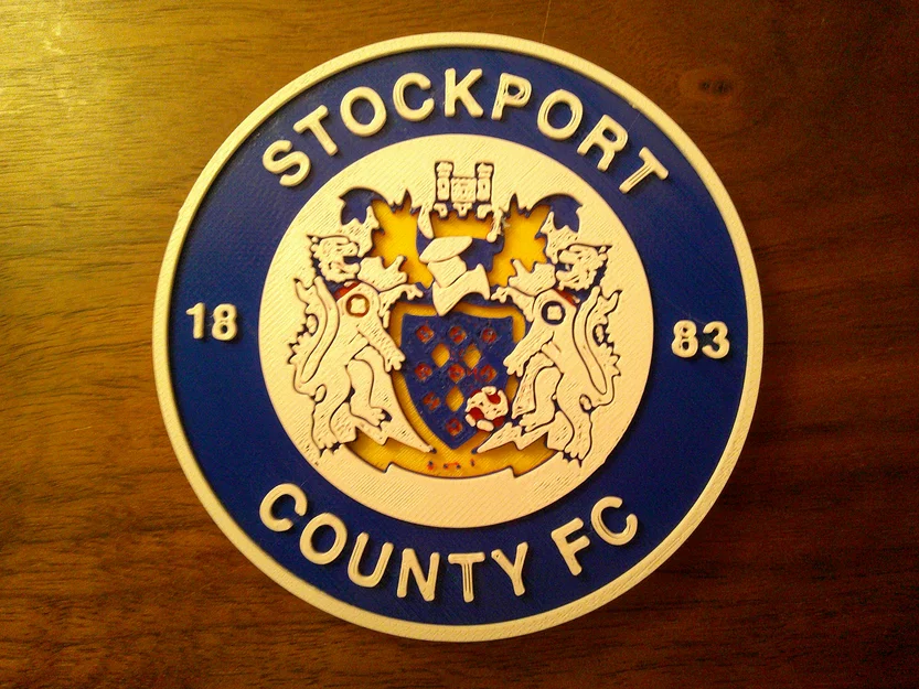 Mô hình logo Stockport County F.C. dùng làm lót ly hoặc bảng treo tường - Image 1