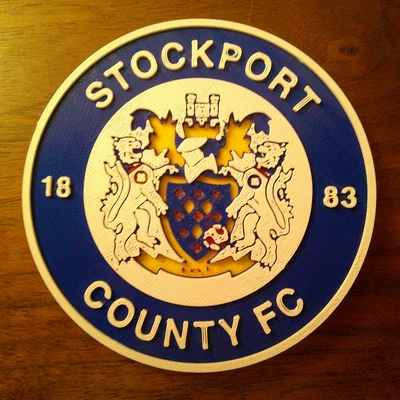 Mô hình logo Stockport County F.C. dùng làm lót ly hoặc bảng treo tường