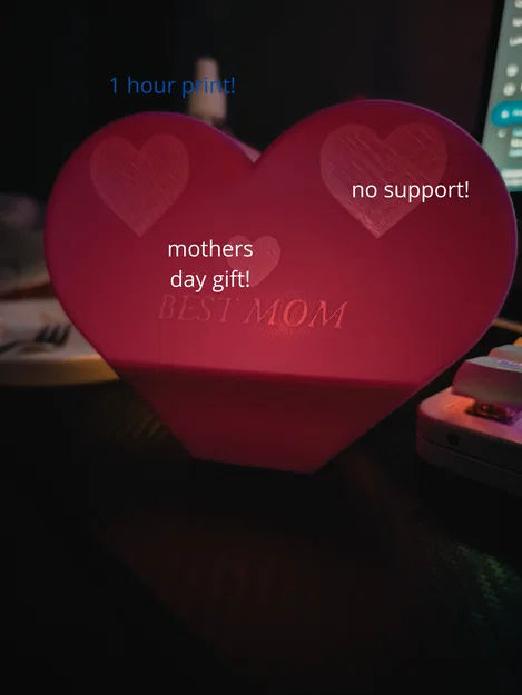 Giá Nến Trái Tim - Quà Tặng Ngày Của Mẹ | Không Cần Support | In Nguyên Khối - Image 2