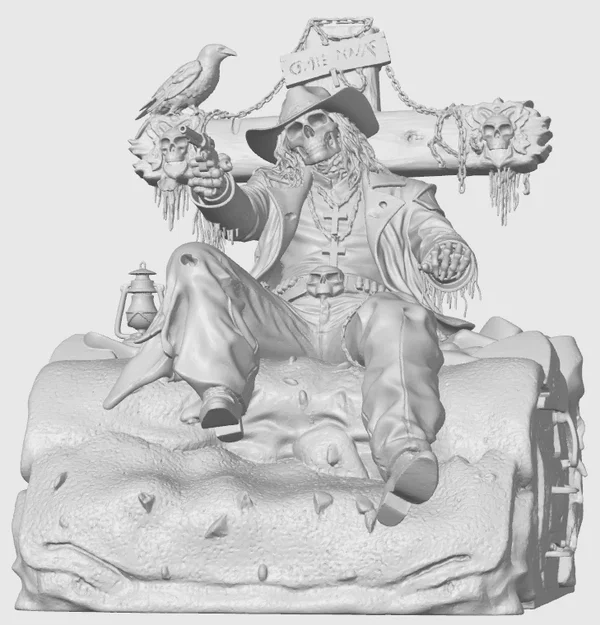 Mô hình 3D The Last Outlaw - Gã cao bồi ngồi trên bia mộ độc đáo - Image 1