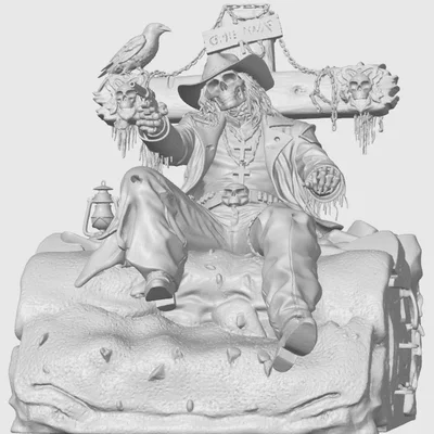 Mô hình 3D The Last Outlaw - Gã cao bồi ngồi trên bia mộ độc đáo