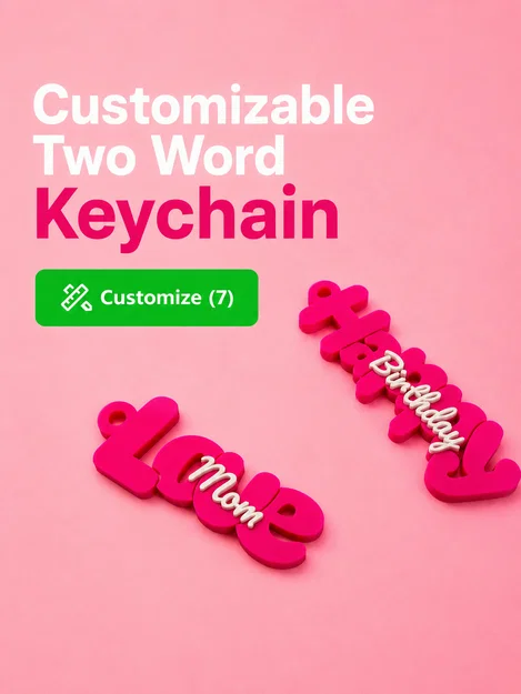Móc Khóa Hai Từ Tùy Chỉnh - Image 1