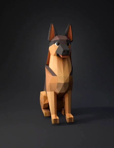 Mô hình chú chó Becgie Đức Low Poly cho máy in 3D - Image 1