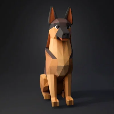 Mô hình chú chó Becgie Đức Low Poly cho máy in 3D