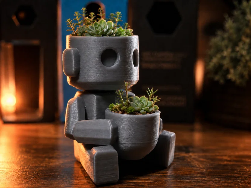 Robot Planter Duo – Chậu cây in 3D hình robot với thiết kế đôi - Image 1