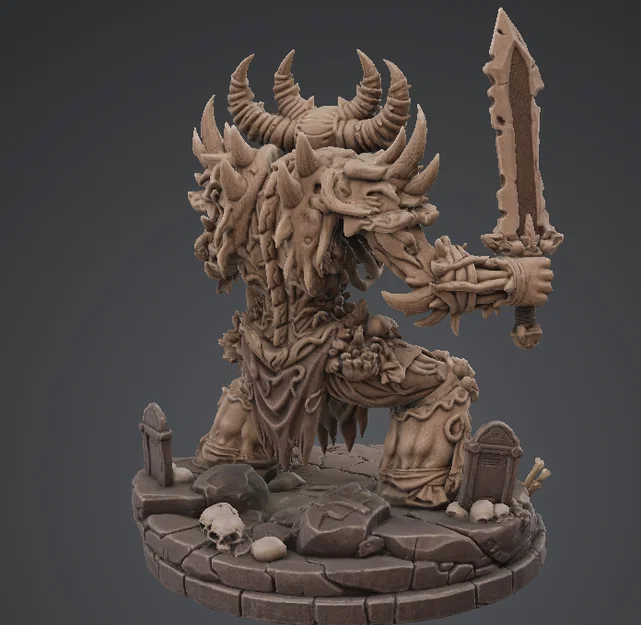 Bloodbound Realms – Undead – Ossuary Golem (Mô hình 3D Dark Fantasy STL) - Image 3