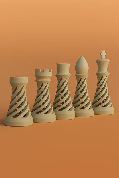 Bộ quân cờ vua xoắn ốc (Spiral Hop-On Chess) độc đáo in 3D - Image 1