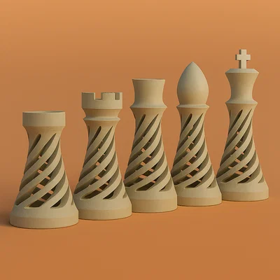 Bộ quân cờ vua xoắn ốc (Spiral Hop-On Chess) độc đáo in 3D