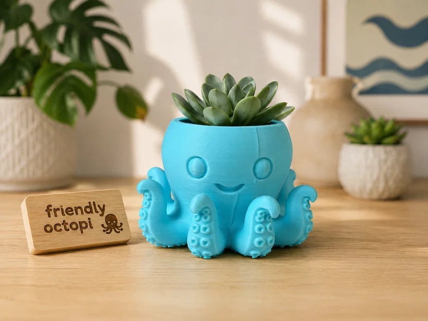 Chậu cây hình bạch tuộc (Octopi Flower Pot) - Mẫu in 3D cực xinh - Image 1