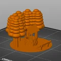 Mô hình giếng nước cổ điển kèm ghế và cây xanh cho in 3D - Thumbnail 1