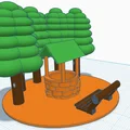 Mô hình giếng nước cổ điển kèm ghế và cây xanh cho in 3D - Thumbnail 4
