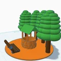 Mô hình giếng nước cổ điển kèm ghế và cây xanh cho in 3D - Thumbnail 5