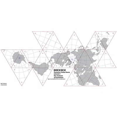 Dymaxion Globe Remix (Phép chiếu Fuller) trong in 3D