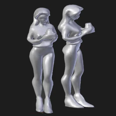 Mô hình nữ văn phòng cầm cốc cà phê in 3D FDM