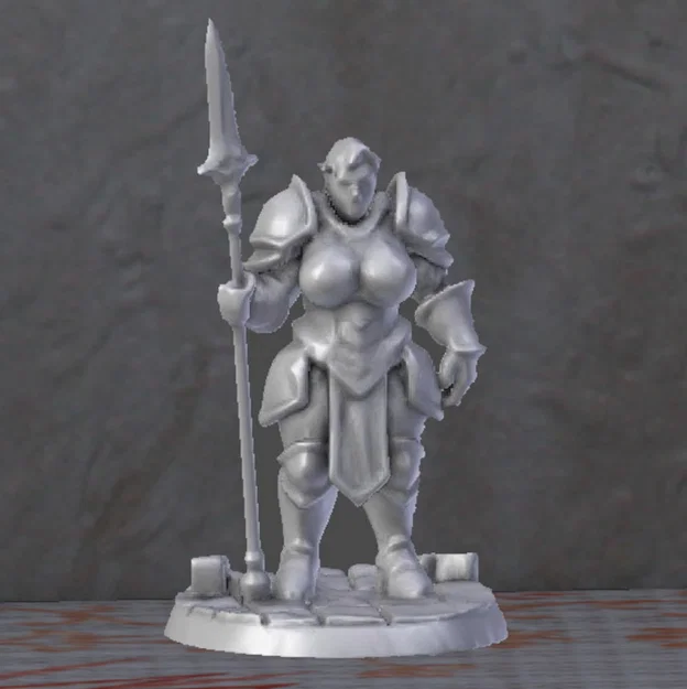 Mô hình nữ chiến binh Ogre cầm thương cho game DND - Bản in không cần support - Image 1