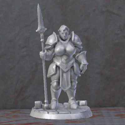 Mô hình nữ chiến binh Ogre cầm thương cho game DND - Bản in không cần support