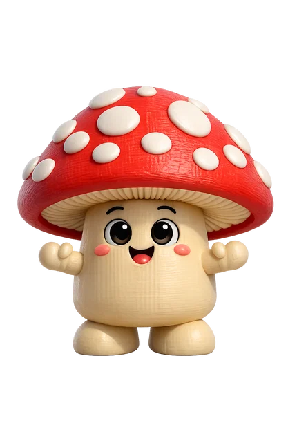 Mô hình 3D chú nấm dễ thương Fun Guy trang trí cực xinh - Image 1
