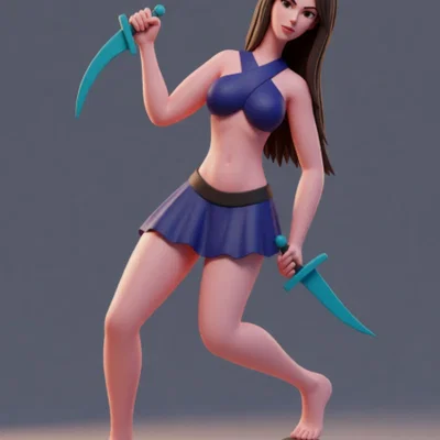 Mô hình Nữ Chiến Binh Cầm Dao (Donna guerriere) 3D tuyệt đẹp
