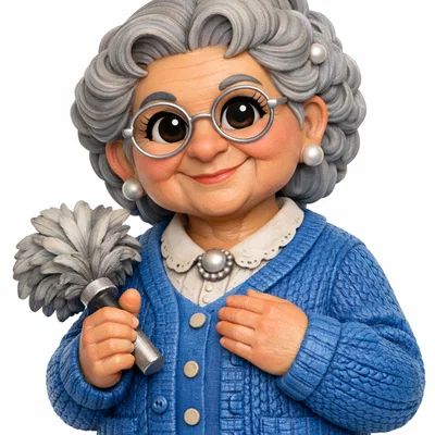 Mô hình 3D bà cụ (Hip old Granny) đáng yêu trang trí