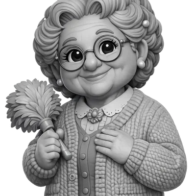 Mô hình 3D bà cụ (Hip old Granny) đáng yêu trang trí