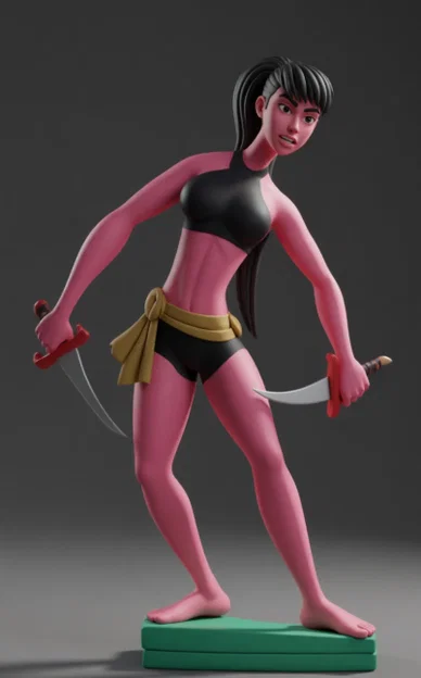 Mô hình 3D nữ Ninja chiến binh cầm đao cực chất - Image 1