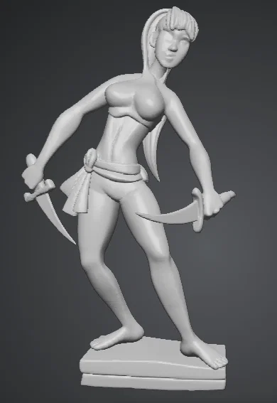 Mô hình 3D nữ Ninja chiến binh cầm đao cực chất - Image 3