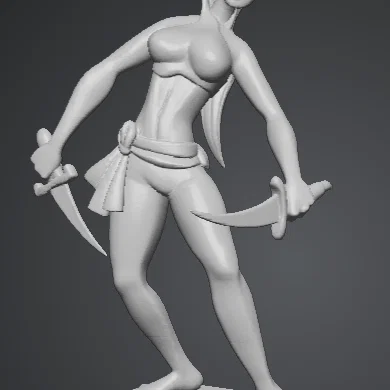 Mô hình 3D nữ Ninja chiến binh cầm đao cực chất