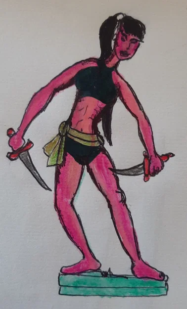 Mô hình 3D nữ Ninja chiến binh cầm đao cực chất - Image 4
