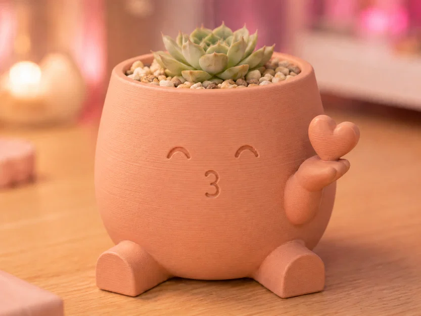 Chậu Trồng Cây Trái Tim Hôn Nhau - Đồ Trang Trí Kawaii Đáng Yêu - Image 1