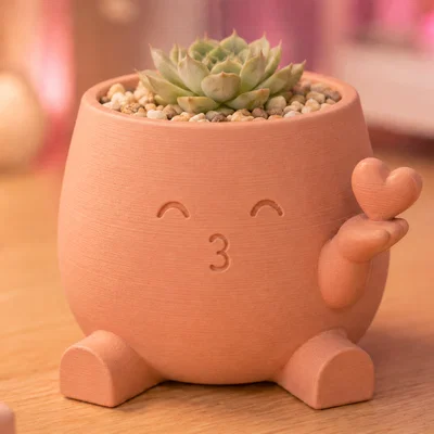 Chậu Trồng Cây Trái Tim Hôn Nhau - Đồ Trang Trí Kawaii Đáng Yêu