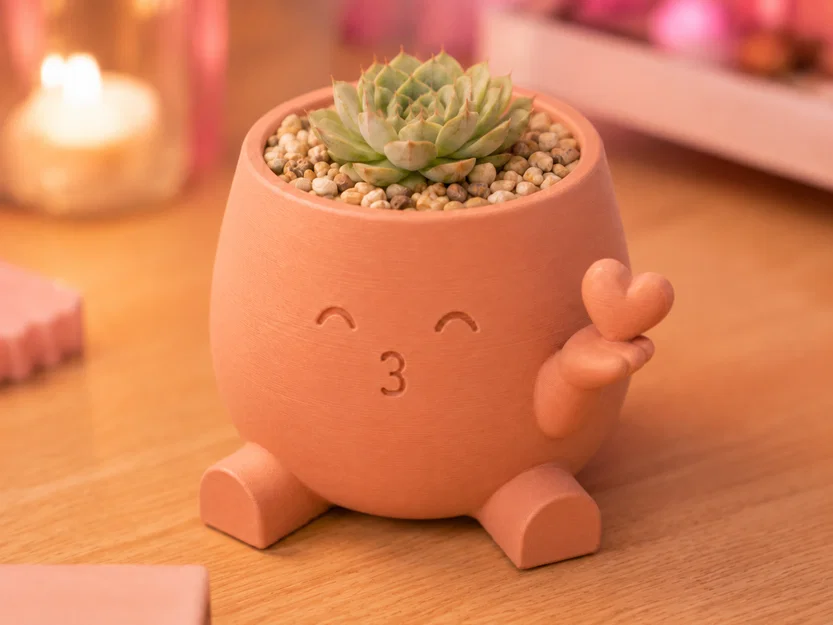 Chậu Trồng Cây Trái Tim Hôn Nhau - Đồ Trang Trí Kawaii Đáng Yêu - Image 2