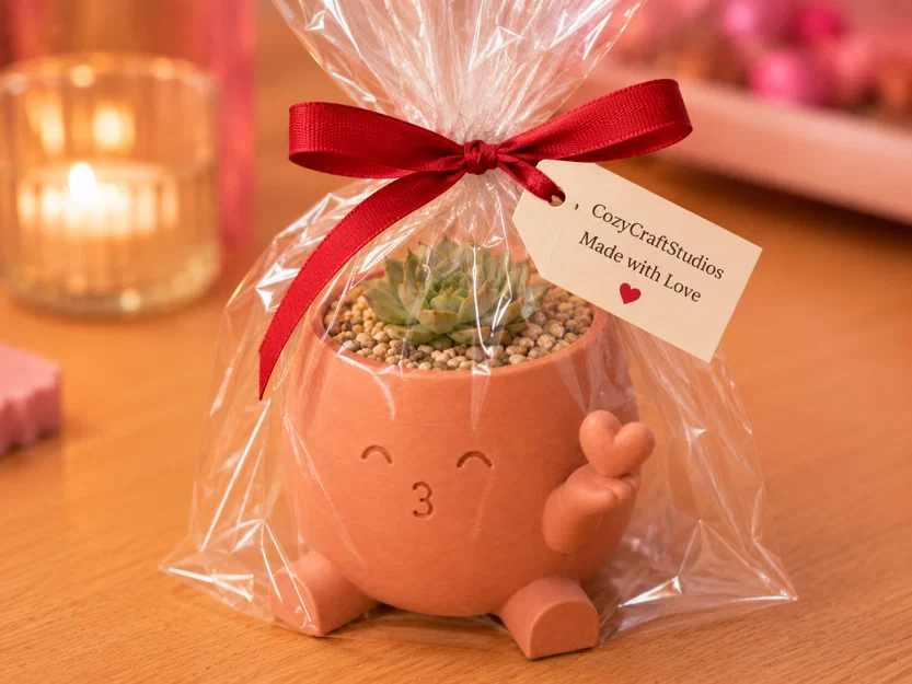 Chậu Trồng Cây Trái Tim Hôn Nhau - Đồ Trang Trí Kawaii Đáng Yêu - Image 3