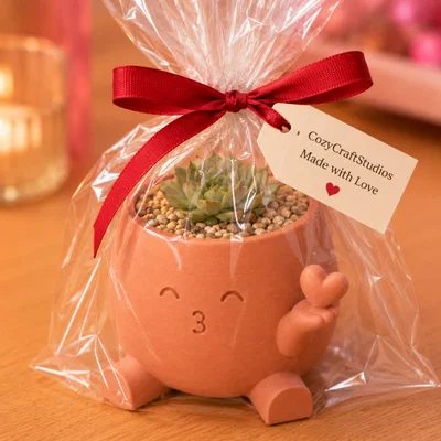 Chậu Trồng Cây Trái Tim Hôn Nhau - Đồ Trang Trí Kawaii Đáng Yêu