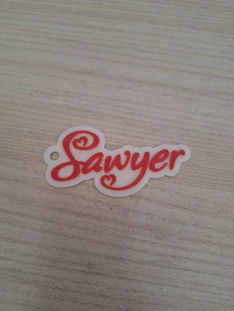 Móc khóa tên Sawyer - Phong cách tình yêu - Thẻ tên cá nhân hóa - Image 1