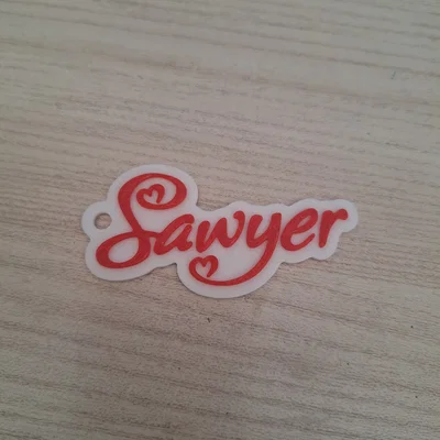 Móc khóa tên Sawyer - Phong cách tình yêu - Thẻ tên cá nhân hóa