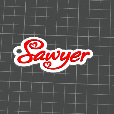 Móc khóa tên Sawyer - Phong cách tình yêu - Thẻ tên cá nhân hóa