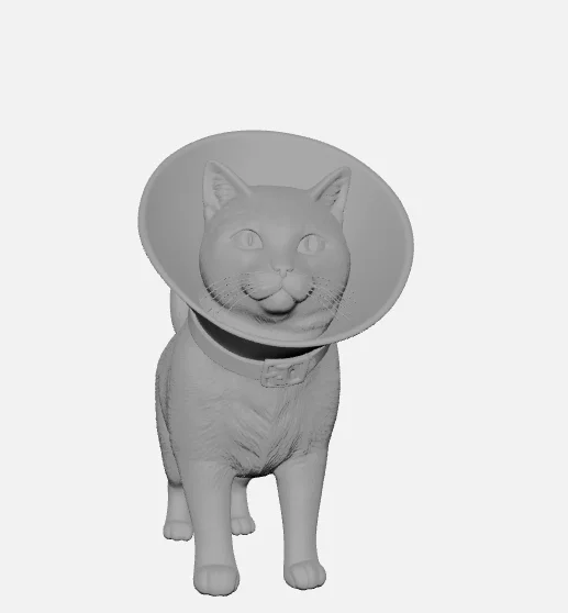 Mô hình 3D chú mèo đeo vòng chống liếm (Cat with a krug) cực dễ thương - Image 1