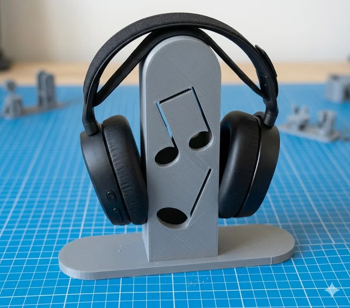 Giá treo tai nghe thiết kế nốt nhạc cho bàn làm việc - File in 3D - Image 1