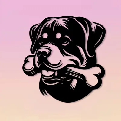 Mô hình treo tường Rottweiler ngậm xương in 3D nghệ thuật